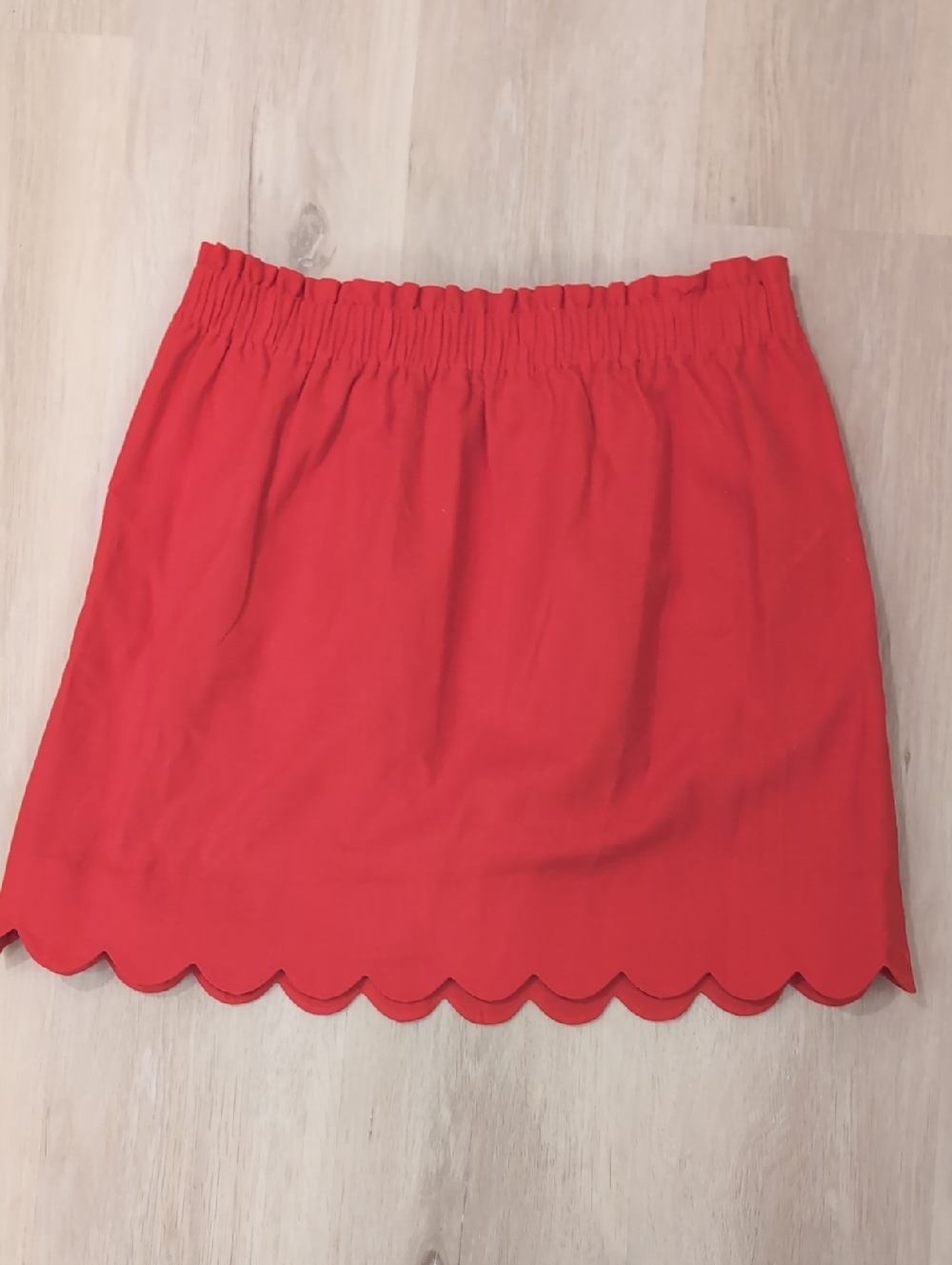 J. Crew Red Or Black Scalloped-Hem Mini Skirt
